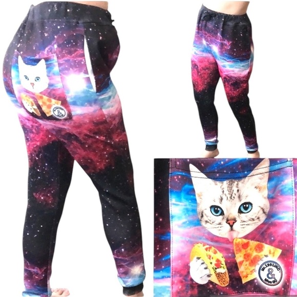 Mr 1991INC & Miss GO Galaxy Style Taco Pizza Cat Jogger Pant– Size M - Picture 1 of 11